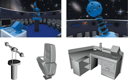 Gerenderte 3D-Simulation des Planetariums