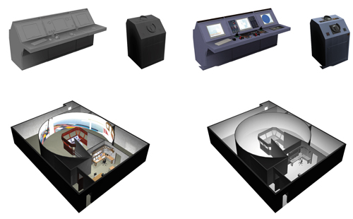 Gerenderte 3D-Simulation des Nautiksimulators